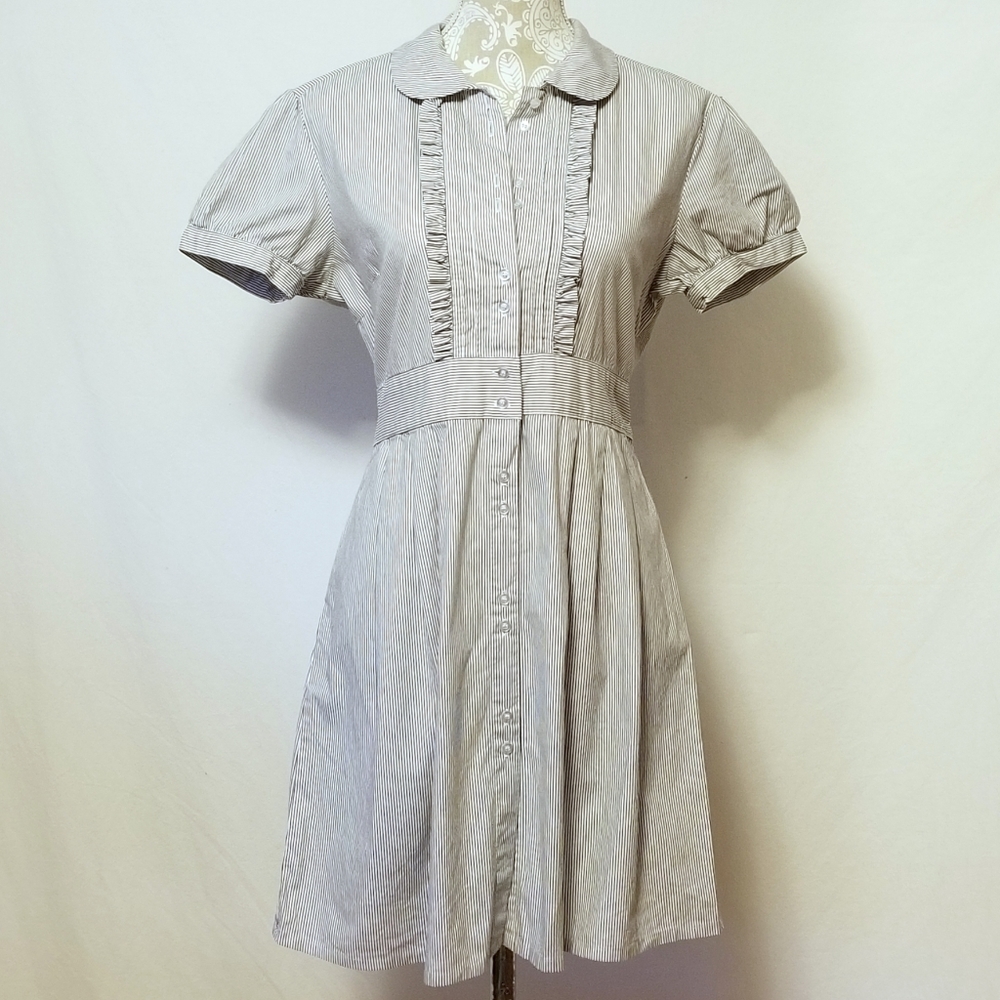 Andrew & Co. Ruffle Front Pinstripe Dress Sz XL